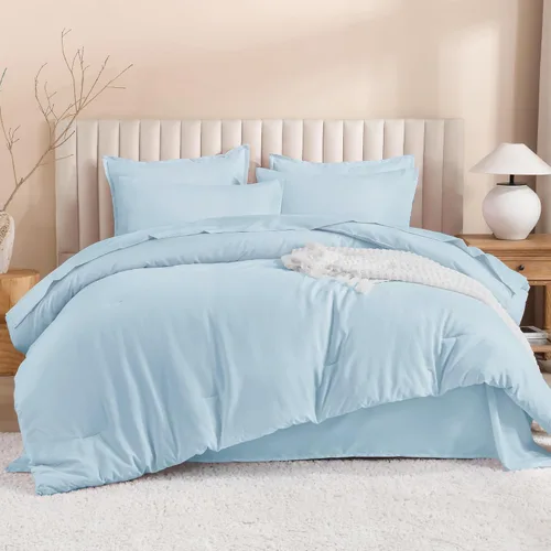 Miniatura 12 de Litanika Cama en una Bolsa King Beige - Juego de Ropa de Cama de 7 Piezas Tamaño King, Juego de Edredón de Cama, Juego de Edredón con Edredón, 02