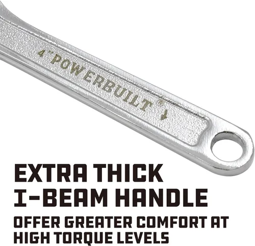 Miniatura 4 de Powerbuilt Llave ajustable de 4 pulgadas, llave de fontanería de apertura de mandíbula ancha, marcas de mandíbula preajuste fácil de leer, mango