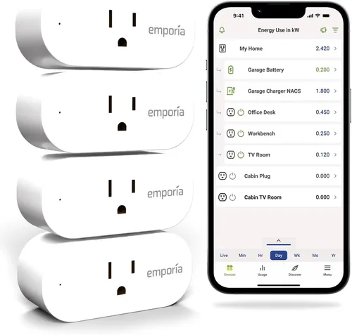 Miniatura 9 de Emporia Monitor de energía con 16 sensores + 4 enchufes inteligentes, seguimiento del uso de electricidad en todo el hogar y control en tiempo real
