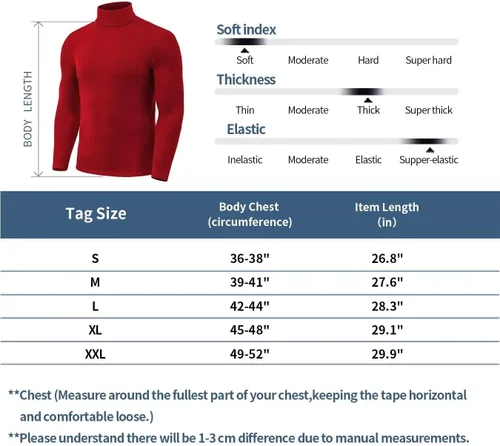Miniatura 4 de Zengjo Camisas de manga larga con cuello alto para hombre, capa base térmica, ajustadas, suaves