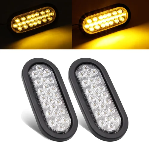 Miniatura 11 de 2 piezas de 6 pulgadas de lentes ovalados ahumados rojos, luces traseras multifunción con parada de freno con goma y enchufe para camiones