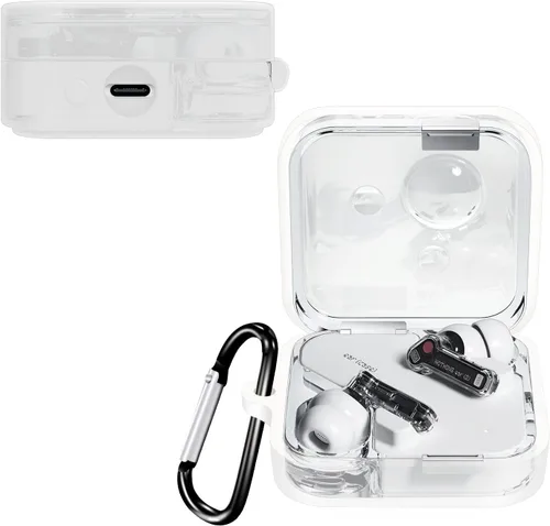 Miniatura 7 de Miimall Funda compatible con Nothing Ear 2, funda protectora de silicona con llavero antipérdida (negro)