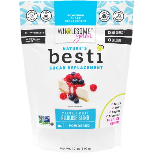 Wholesome Yum Besti - Sustituto natural de azúcar en polvo, mezcla de edulcorante de frutas monje Keto Confectioners con alulosa (sin eritritol),