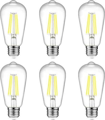 Miniatura 13 de Ascher Bombillas LED Edison vintage, 6 W, equivalente a 60 W, no regulable, luz diurna 5000 K, 700 lúmenes, bombillas de filamento LED antiguas ST58