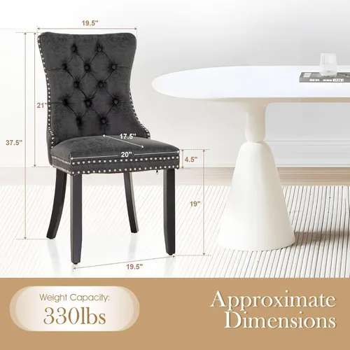 Miniatura 2 de Sophia & William Juego de 2 sillas de comedor para cocina, tapizadas de piel sintética, con ribete de anillo y cabeza de clavo decorativa, sillas