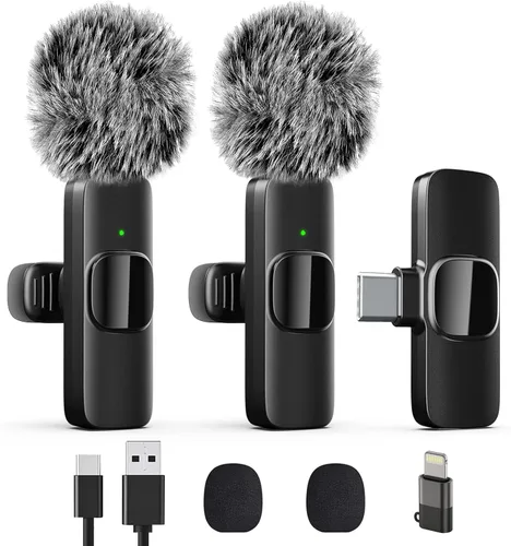 Miniatura 9 de Micrófono inalámbrico profesional de solapa Lavalier para iPhone, iPad, micrófono mini de grabación de video para entrevistas, podcast, Vlog