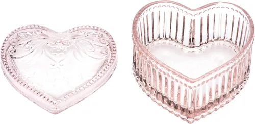 Miniatura 2 de COWFEX Joyero de cristal en forma de corazón con tapa para niñas y mujeres, organizador de almacenamiento de baratijas, caja decorativa para San