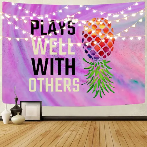 Miniatura 10 de Heucapc Tapiz de piña al revés que juega bien con otros, tapiz de fiesta de The Swing Nation para dormitorio, decoración estética de pared