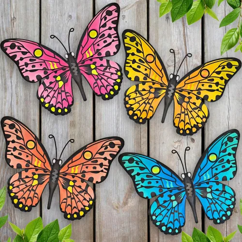 Miniatura 9 de Decoración de Pared de Mariposa de Metal - Arte Decorativo de Pared para Valla Exterior de 9,6", Decoración Colgante para Jardín y Patio, Sala