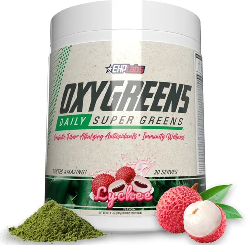 Miniatura 10 de EHP Labs OxyGreens Super Greens Powder - Superalimento de espirulina y clorella, jugo verde en polvo y suplementos de verduras con fibra prebiótica