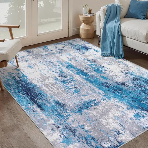 Miniatura 52 de Ciicool Alfombra de pasillo lavable de 2 x 6, alfombra moderna abstracta para pasillo, antideslizante, delgada, ligera, con estampado gris marino