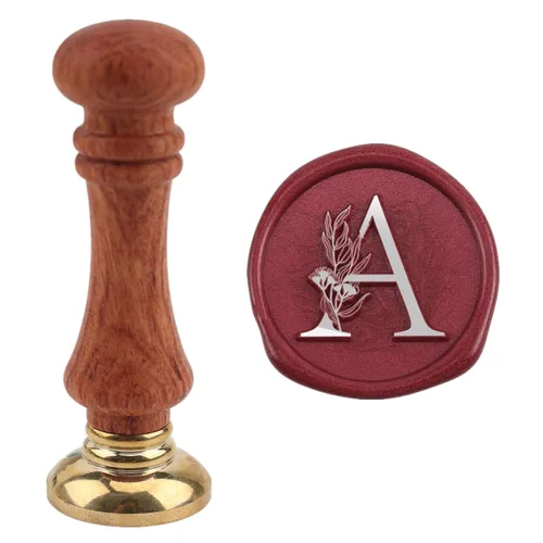 Miniatura 10 de Sello de cera del alfabeto K, sello de cera de hojas de eucalipto con letra K para sellar ceras, kit de sello de invitación de fiesta y tarjeta