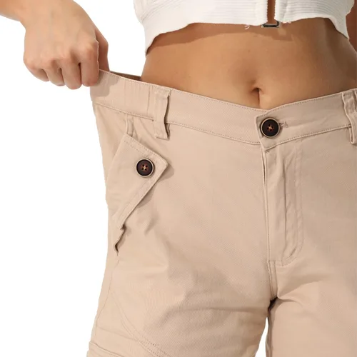 Miniatura 7 de Pantalones cargo de trabajo para mujer, de algodón, con 8 bolsillos, informal, estilo de combate militar