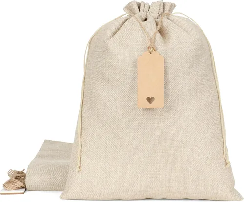 Tapleap Bolsas de arpillera con cordón – 10 bolsas de recuerdo originales de 12 x 16 pulgadas para envolver regalos, panes, vino, para graduación,