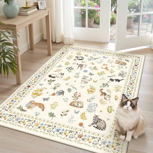 Miniatura 266 de Alfombra de pasillo Soalmost 2'6" x 10' lavable, alfombra antideslizante para cocina, baño, lavandería, alfombras vintage ultra delgadas para Beige