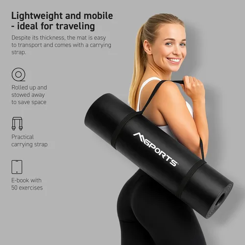 Miniatura 3 de MSPORTS Esterilla de yoga premium antideslizante gruesa – Esterilla de ejercicios extra cómoda para entrenamientos en casa, pilates, estiramiento