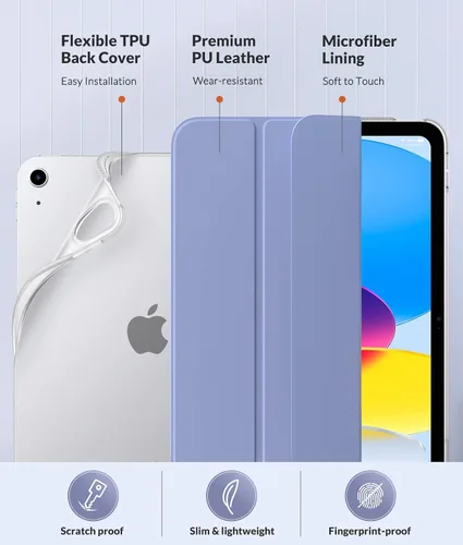 Miniatura 4 de MoKo Funda para iPad (A16) de 11ª generación 2025/10ª generación 2022, iPad de 11 pulgadas/10.9 pulgadas con cubierta trasera translúcida de TPU