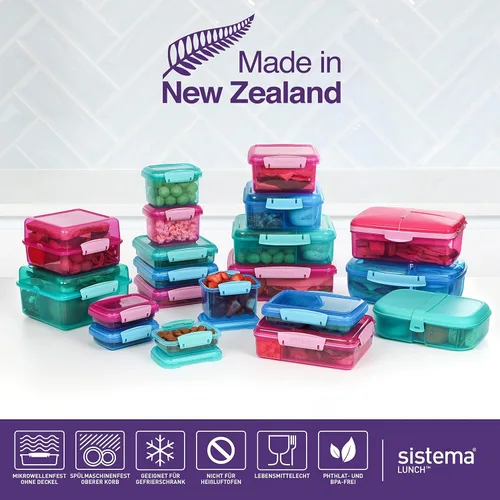 Miniatura 6 de Contenedores de almacenamiento de alimentos de la colección Sistema Lunch, 6.7 oz./0.2 L, rosa/verde/azul, 3