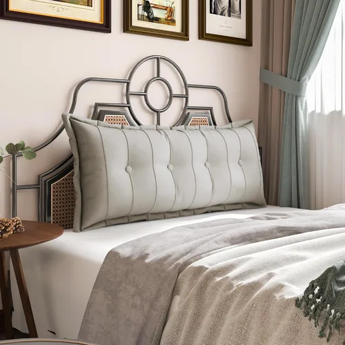 Miniatura 14 de VERCART Almohada grande para cabecero, almohadas de sofá cama, almohada de lectura, almohada de cabecera de cama, almohada de apoyo de Gris