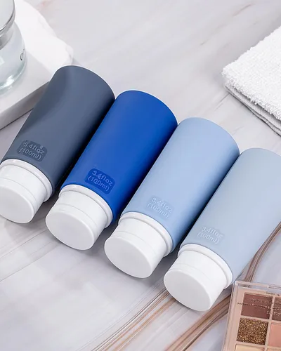Miniatura 7 de Valourgo Botellas de viaje para artículos de tocador, botellas de viaje portátiles de 3.4 onzas aprobadas por la Tsa, tubos de viaje a prueba de Azul
