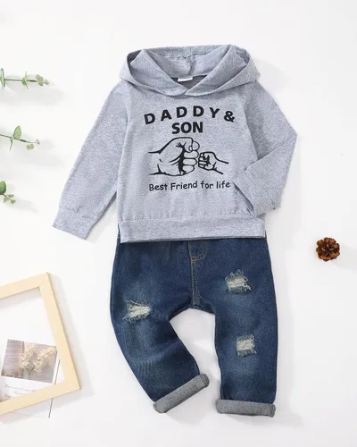 Miniatura 102 de Renotemy Ropa de bebé para niño, trajes de mezclilla, sudadera con capucha para bebés, pantalones de mezclilla, ropa para niños pequeños