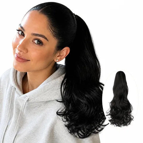 Miniatura 19 de Colas de caballo con clip para mujer, extensión de cola de caballo rizada de 18 pulgadas, 20 pulgadas, extensiones de cabello ondulado, color rubio