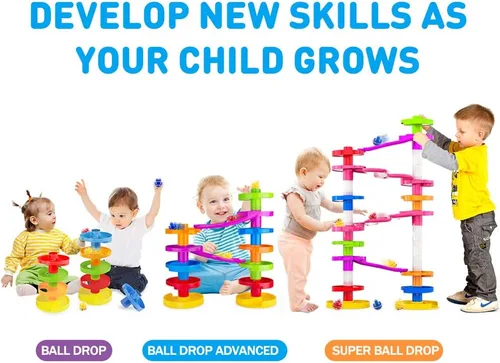 Miniatura 4 de WEofferwhatYOUwant Juguete de bola – Juego de torre STEM expandible de 14 piezas para niños pequeños de 9 meses Puente de bricolaje, bolas
