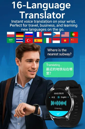 Miniatura 3 de Reloj inteligente AI, chat AI, traducción de 16 idiomas, rastreador de salud y fitness, elegante diseño de aleación de zinc, edición 2025