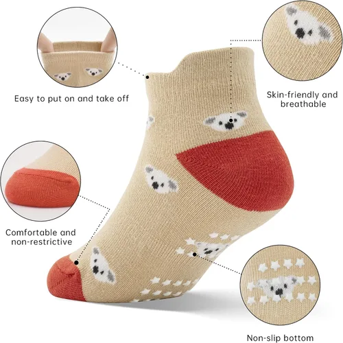 Miniatura 4 de Tphon Calcetines tobilleros antideslizantes para bebés y niños pequeños con agarres para niños y niñas, 12 pares para bebés y niños de 0 a 7 años