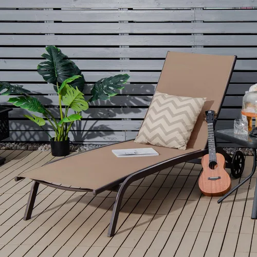 Miniatura 2 de Giantex Sillas de patio para zona de piscina, tumbona para exteriores con 6 posiciones ajustables, ruedas lisas y tela de secado rápido, sillón