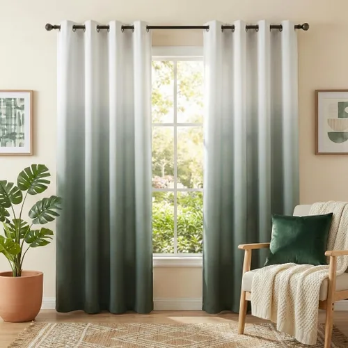Miniatura 28 de NICETOWN Cortinas Oscurecedoras de 84 pulgadas de Largo para Sala de Estar, Cortinas de Privacidad Ombré Blanco y Negro con Ojales para Blanco a
