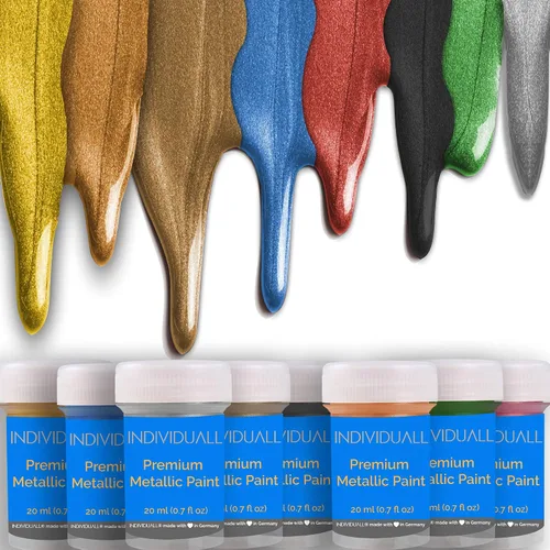 individuall Juego de pintura acrílica metálica, paquete de 8 (0.7 onzas líquidas), pinturas metálicas multicolor para uso en interiores y exteriores