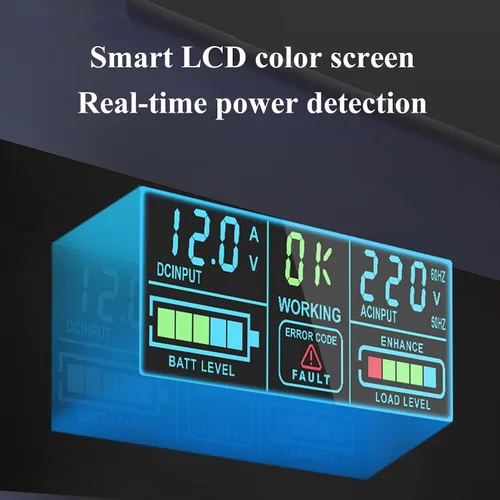 Miniatura 4 de Inversor de corriente de onda sinusoidal modificada de 3000 W 3500 W, 12 V-60 V CC a 220 V CA, 2 salidas de CA, pantalla digital inteligente