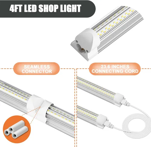 Miniatura 3 de Luces LED de tienda de 4 pies, paquete de 8 45 W, 5000 K, luz diurna 6750 lm, luz LED muy brillante para garaje, taller, almacén, fácil instalación