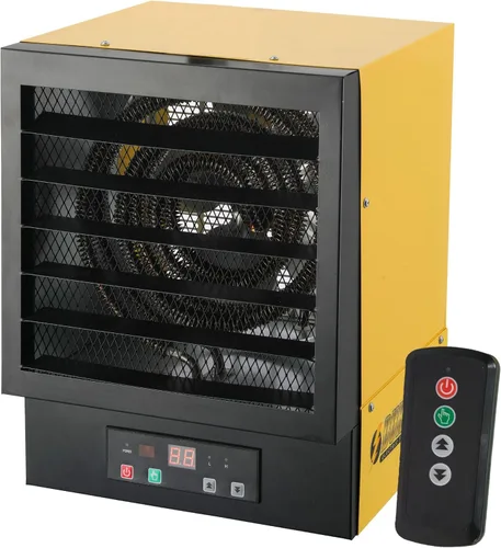 Dura Heat Calentador eléctrico de garaje con cable rígido de 240 voltios con control remoto, 10,000 vatios, sistema ECO, protección contra