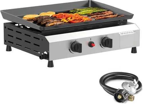 Miniatura 8 de SKOK Plancha de gas plegable de 28 pulgadas para exteriores, parrilla de gas portátil con parte superior plana -30000 BTU a propano, estación