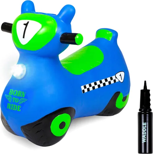 Miniatura 13 de WADDLE Bouncy Hopper - Peluche inflable de animales para interiores y exteriores, juguete para niños pequeños y niños, bomba incluida, niños y niñas