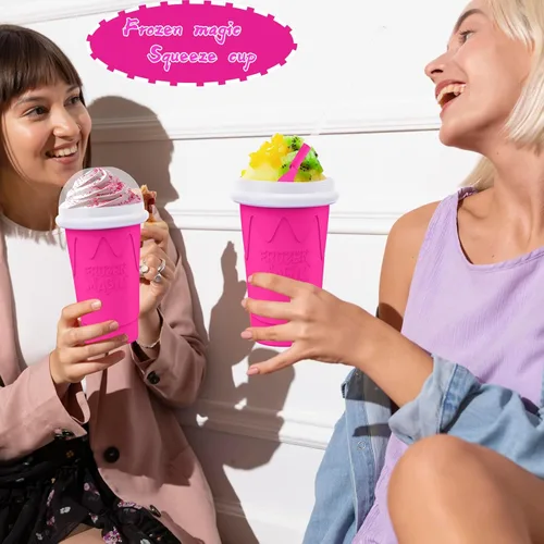 Miniatura 7 de Taza de 500ML para Slushie Maker, Tazas mágicas de congelación rápida para batidos caseros y helados, Taza de Slushy Maker de doble capa y presión