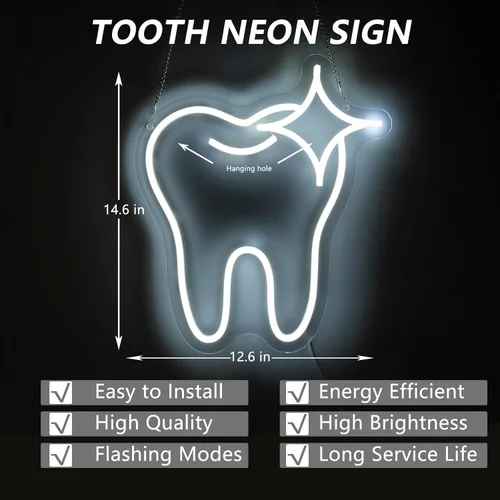 Miniatura 4 de Letrero de neón para decoración de dientes, luz de oficina dental, accesorios para dentistas, letreros LED regulables, letreros de neón sonríe, arte