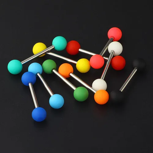 Miniatura 4 de Anillos de pezón de acero inoxidable 14G, bolas acrílicas sólidas, barras rectas, lengua, anillo de 0.630 in (58 pulgadas) para piercing corporal