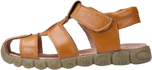 Miniatura 4 de DADAWEN - Sandalias deportivas de cuero para niños y niñas, puntera cerrada, para exteriores (para bebés, niños pequeños y grandes)