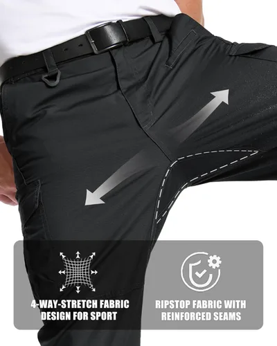 Miniatura 4 de MAGCOMSEN Pantalones tácticos para hombre con 9 bolsillos Ripstop, repelente al agua, pantalones cargo para el trabajo, senderismo, caza