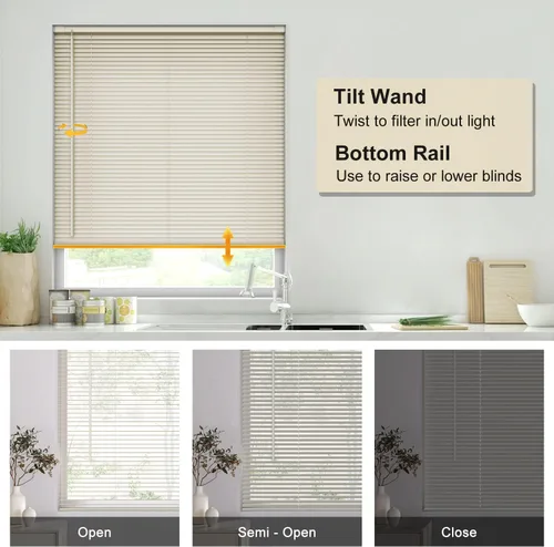 Miniatura 3 de LazBlinds sin herramientas sin taladro persianas mini de vinilo de 1 pulgada, persianas inalámbricas para ventanas, persianas y cortinas