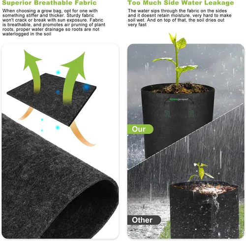Miniatura 3 de Paquete de 5 bolsas de cultivo de 3 galones, macetas de cultivo de plantas de tela no tejida de alta resistencia para verduras