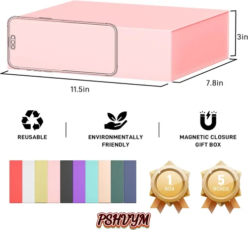 Miniatura 2 de PSHVYM Cajas de regalo con tapas, 11.5 x 7.8 x 3 pulgadas, caja de regalo rosa para regalos, cierre magnético para camisetas, guantes, bufandas