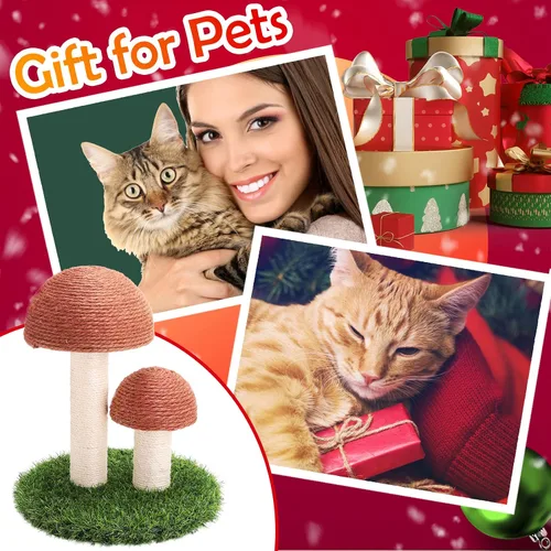 Miniatura 6 de PowerKing Poste rascador de hongos para gatos, poste rascador de garra de 15 x 12 pulgadas para gatito, poste rascador de sisal natural para gatos