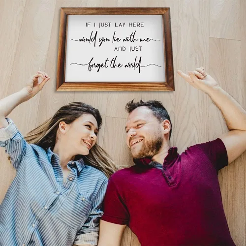 Miniatura 2 de CHDITB Letrero de madera enmarcado con texto en inglés "If I Just Lay Here" (16 x 11 pulgadas), letrero de madera para mesa de pared con citas