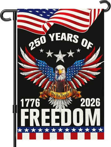 Miniatura 13 de Banderas de jardín con el 250 aniversario de Estados Unidos para exteriores, bandera de Estados Unidos del 250 aniversario 1776-2026, letrero