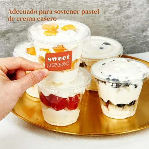 Miniatura 3 de Paquete de 200 vasos de plástico transparente de 9 onzas con tapas planas Tapas planas: 9 oz