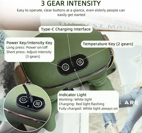Miniatura 7 de Masajeador de cuello con calor, masajeador eléctrico Shiatsu para cuello y hombros con mano maestra N7, regalos para hombres y mujeres Verde